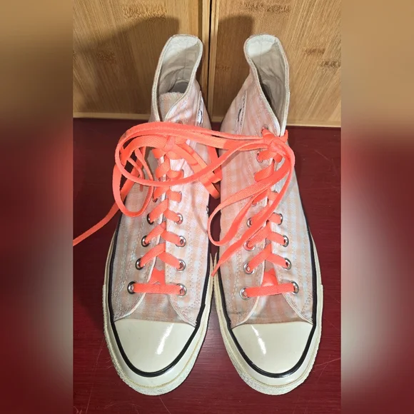 Converse Chuck Taylor Pink Gingham High Top Canvas Checkered Shoes Sz 11 - Picture 4 of 4
